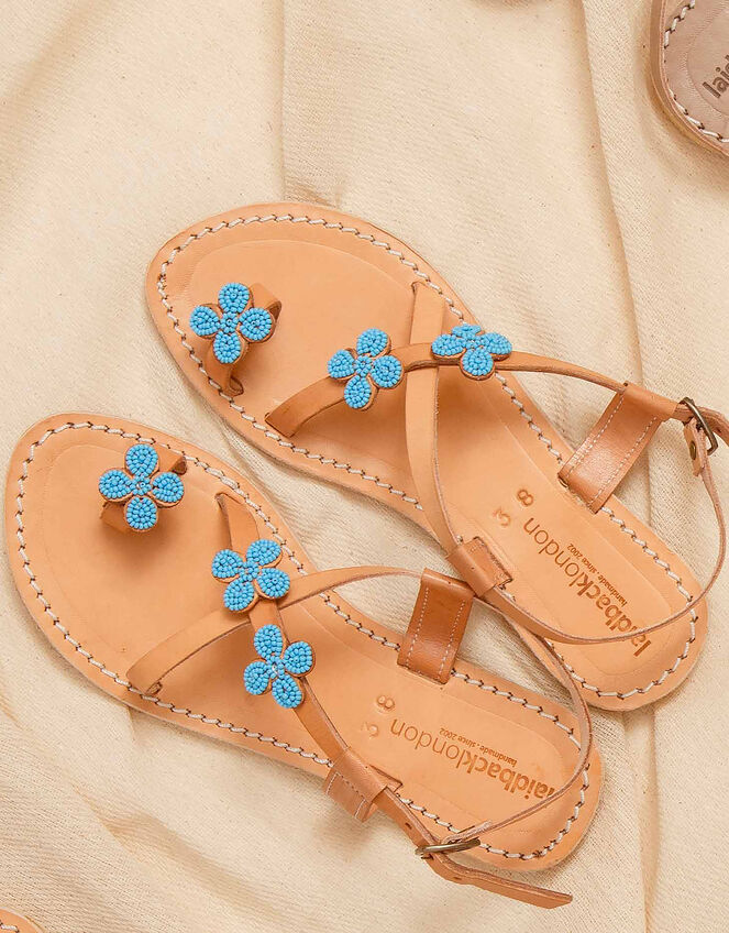Laidback London Blyth Beaded Toe Loop Sandals, Blue (TURQUOISE), large