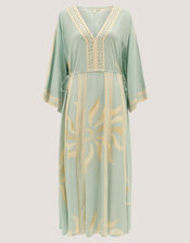 Tashie Sun Print Midi Beach Dress, Blue (AQUA), large