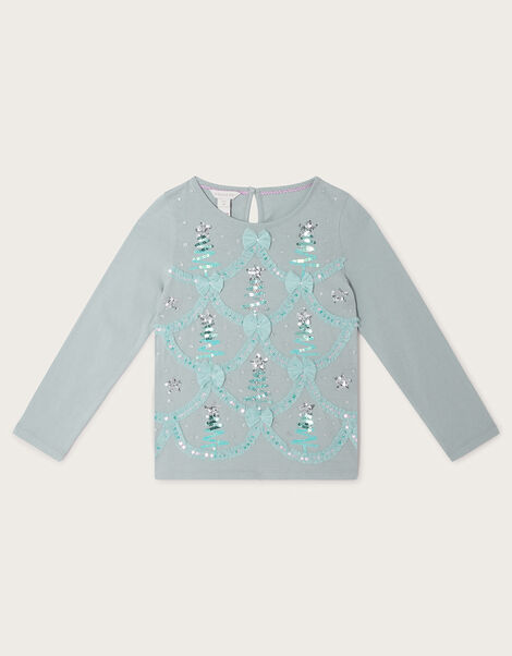Long Sleeve Festive Top, Teal (TEAL), large