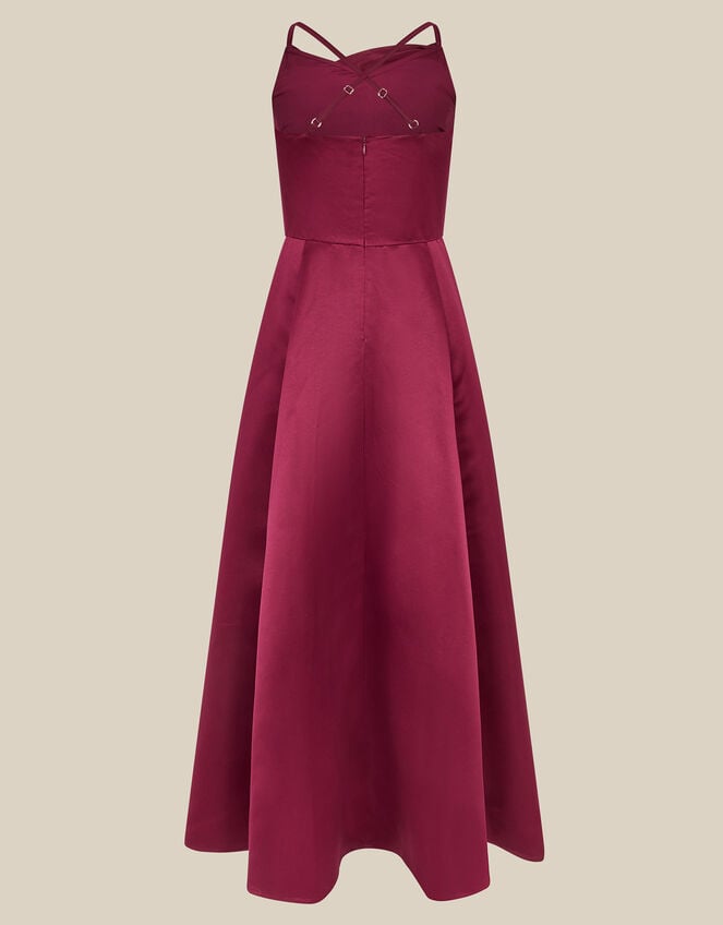 Cowl Neck Satin Prom Dress, Red (BURGUNDY), large