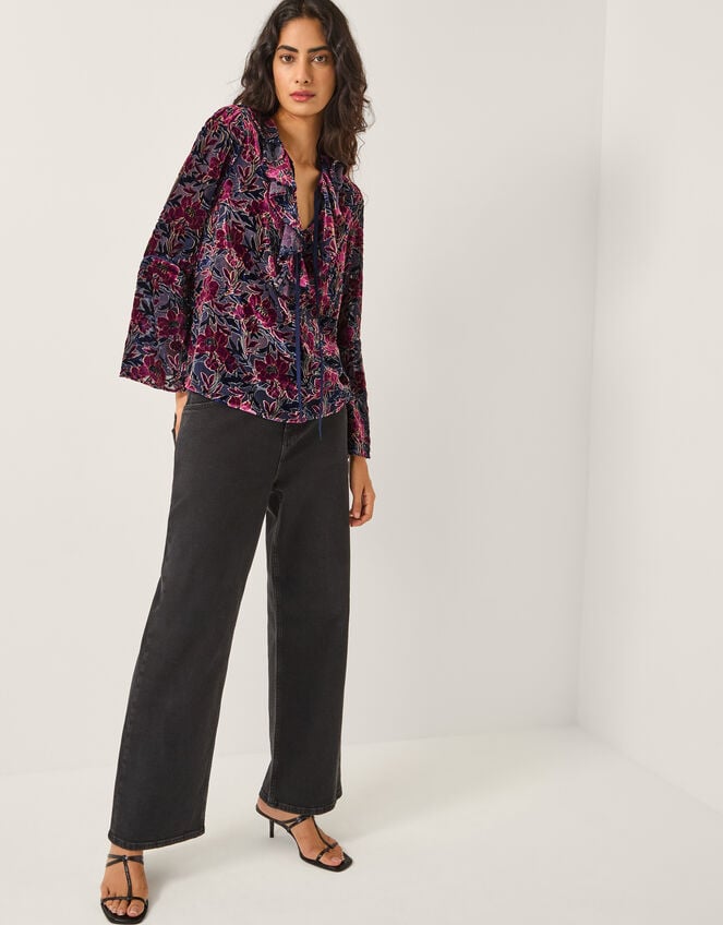 Milena Devoré Ruffle Blouse, Purple (PURPLE), large