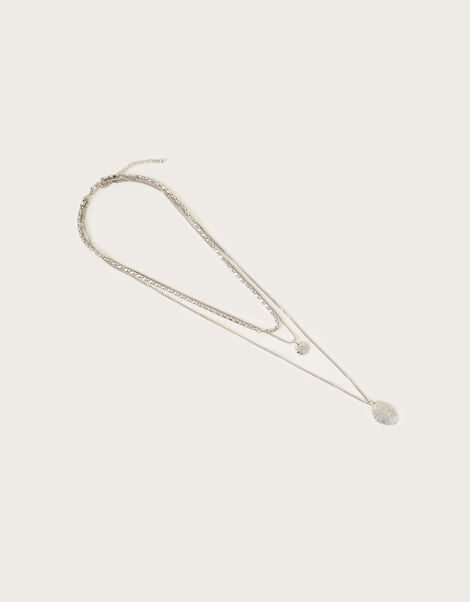 Disc Pendant Layered Necklace, , large