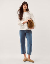 Blair Floral Embroidered Blouse, White (WHITE), large