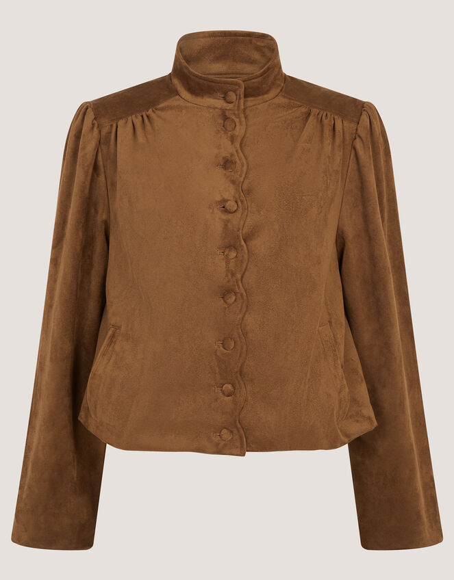 Lucia Faux Suede Jacket, Brown (BROWN), large