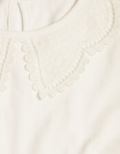 Lace Collar Long Sleeve Top, Ivory (IVORY), large
