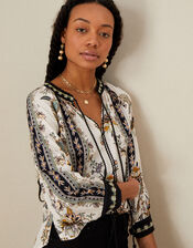 Floral Print Longline Top in LENZING&trade; ECOVERO&trade; , Ivory (IVORY), large