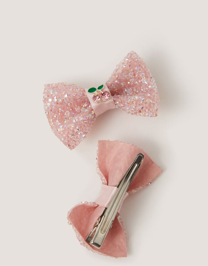 2-Pack Cherry Bow Hair Clips, , large