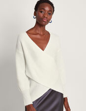 Pippa Wrap Jumper, Ivory (IVORY), large