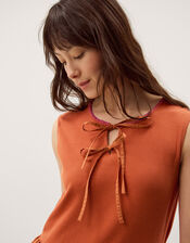 Fiona Sleeveless Floral Embroidered Maxi Dress, Orange (RUST), large