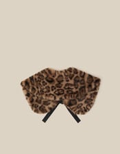 Niya Leopard Print Faux Fur Collar, , large