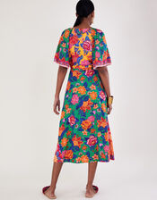 Contrast Floral Print Dress in LENZING™ ECOVERO™, Orange (ORANGE), large