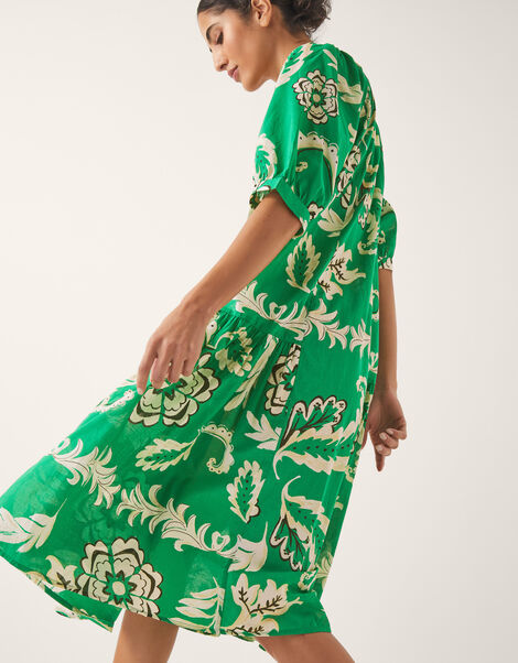 Kristen Floral Print Smock Dress, Green (GREEN), large