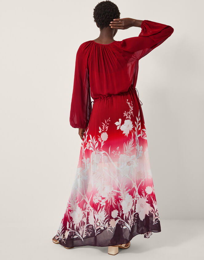 Lillian Floral Print Ombré Maxi Dress, Red (RED), large