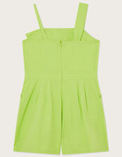 Asymmetric Straps Bow Playsuit , Green (LIME), large