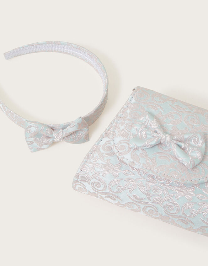 Jacquard Bow Bag and Headband Set, , large