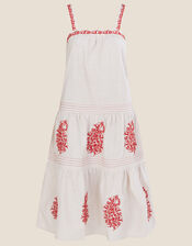 Wide Strap Paisley Embroidered Motif Dress, Ivory (IVORY), large