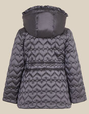 Heart Quilted Shower Resistant Coat, Blue (BLUE), large