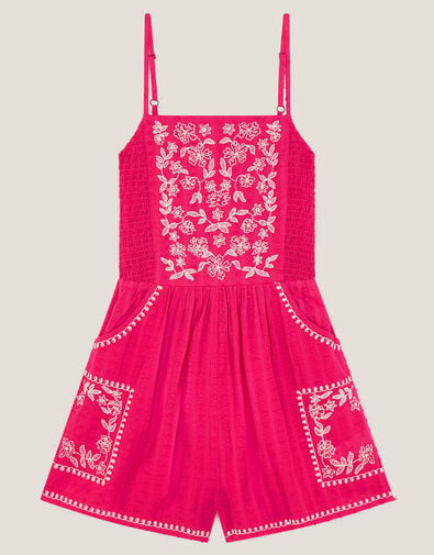 Floral Embroidered Playsuit, Pink (PINK), large