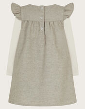 Baby Top and Tweed Pinafore Dress Set, Grey (GREY), large