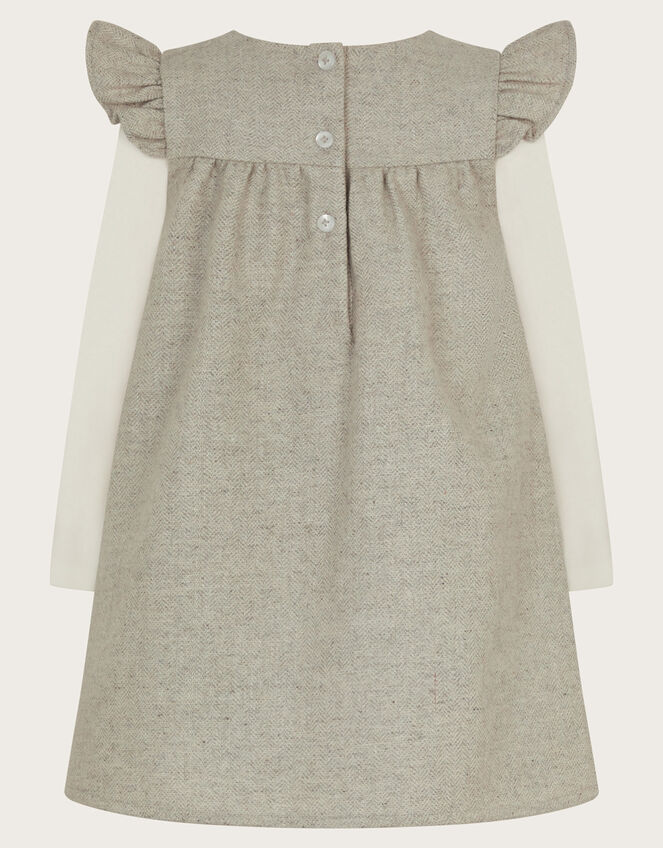 Baby Top and Tweed Pinafore Dress Set, Grey (GREY), large
