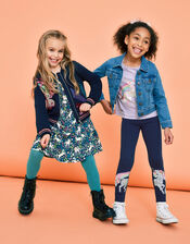 Unicorn Rainbow Leggings, Blue (NAVY), large