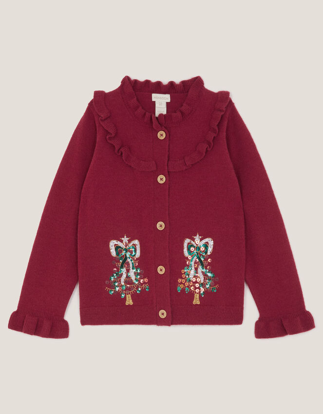 Christmas Tree Embellished Cardigan, Red (RED), large