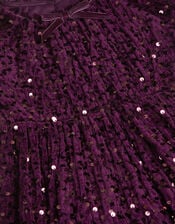 Fenella Sequin Velvet Party Dress, Purple (PURPLE), large