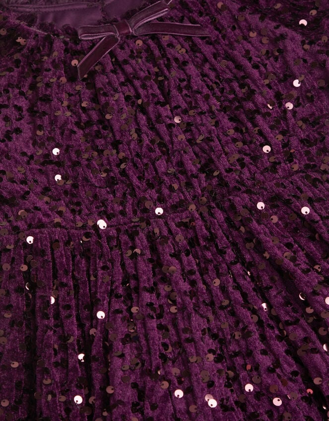 Fenella Sequin Velvet Party Dress, Purple (PURPLE), large