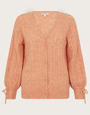Super-Soft Pointelle Cardigan, Orange (PEACH), large