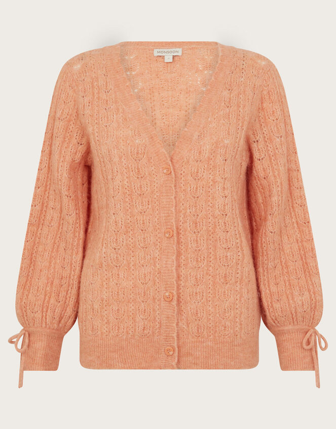 Super-Soft Pointelle Cardigan, Orange (PEACH), large