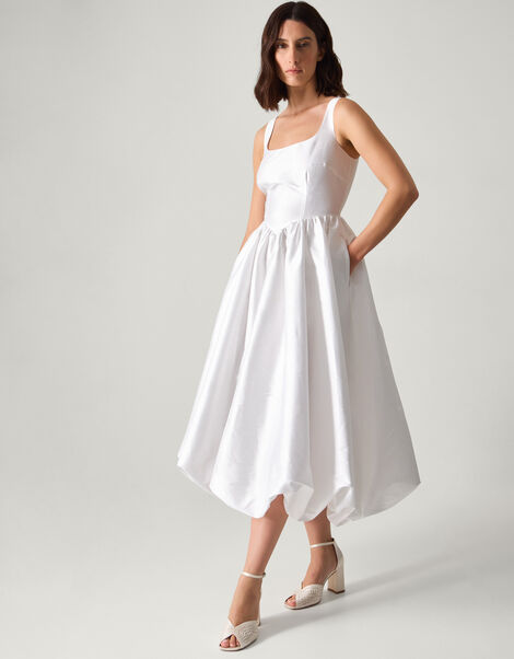 Mia Sleeveless Drop Waist Midi Wedding Dress, Ivory (IVORY), large