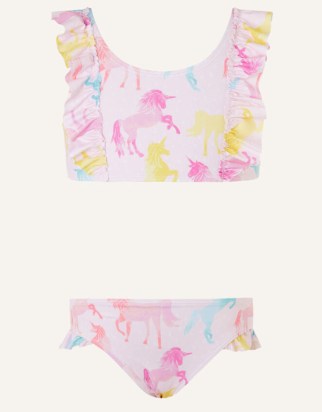 Multi Unicorn Frill Bikini Set, Pink (PALE PINK), large