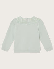 Frill Collar Sweatshirt, Blue (AQUA), large