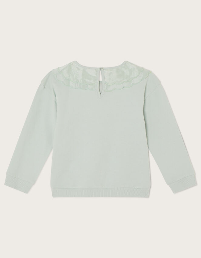 Frill Collar Sweatshirt, Blue (AQUA), large