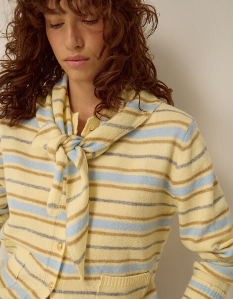 Shola Stripe Cardigan & Scarf, Yellow (BUTTER YELLOW), large