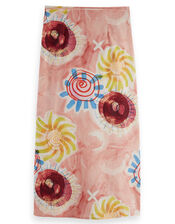 Abstract Print Midi Wrap Skirt, Pink (PINK), large