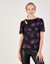 Celestia Foil Print T-Shirt, Purple (PURPLE), large