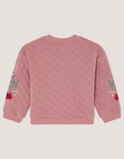 Embellished Unicorn Quilted Bomber Jacket, Pink (PINK), large