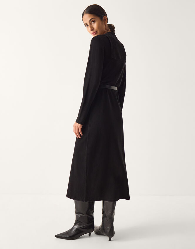 Cate Button Collar Midi Sweater Dress, Black (BLACK), large