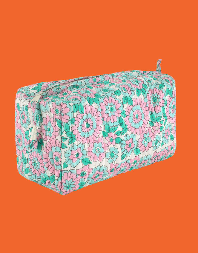 Dilli Grey Floral Print Classic Washbag, , large