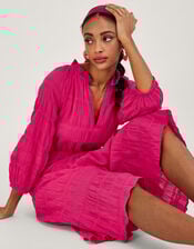 Textured Tiered Smock Dress, Pink (PINK), large