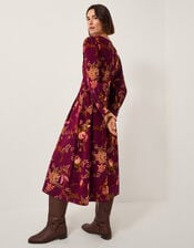 Yasmina Floral Fit & Flare Midi Dress, Red (CHERRY), large