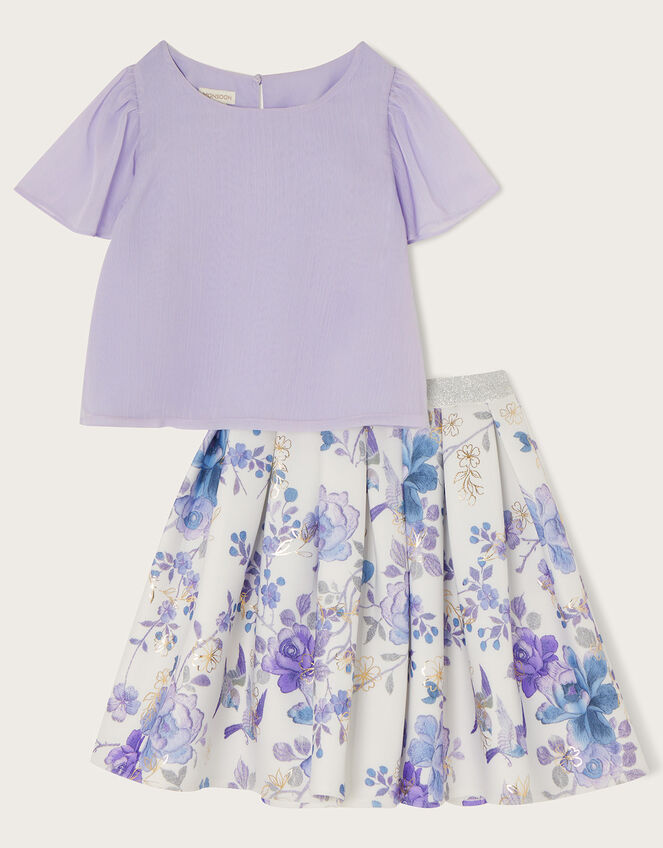 Kim Foil Print Scuba Skirt and Top Set, Multi (MULTI), large