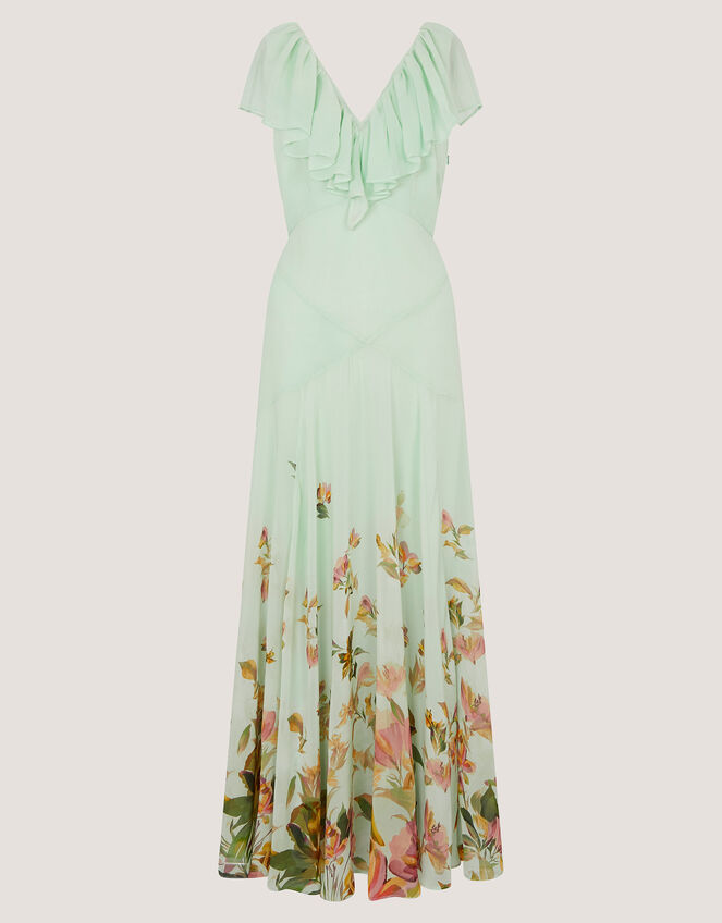 Aimee Floral Print Ruffle Maxi Dress, Green (SAGE), large