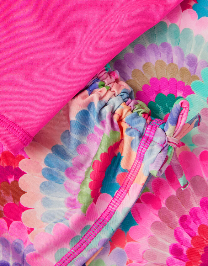 Rainbow Shell Print UPF50+ Long Sleeve Swim Set, Pink (PINK), large