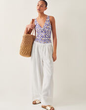 Cece Block Print Swimsuit, Blue (BLUE), large