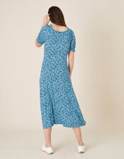 Floral Sweetheart Jersey Midi Dress, Blue (BLUE), large