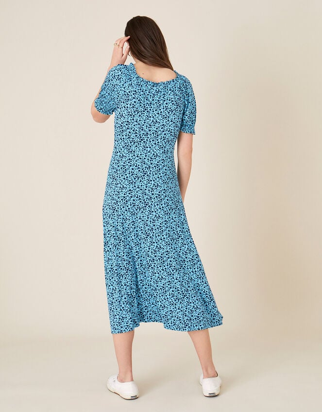 Floral Sweetheart Jersey Midi Dress, Blue (BLUE), large