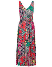 Carolyn Scarf Print Jersey Midi Dress, Pink (PINK), large