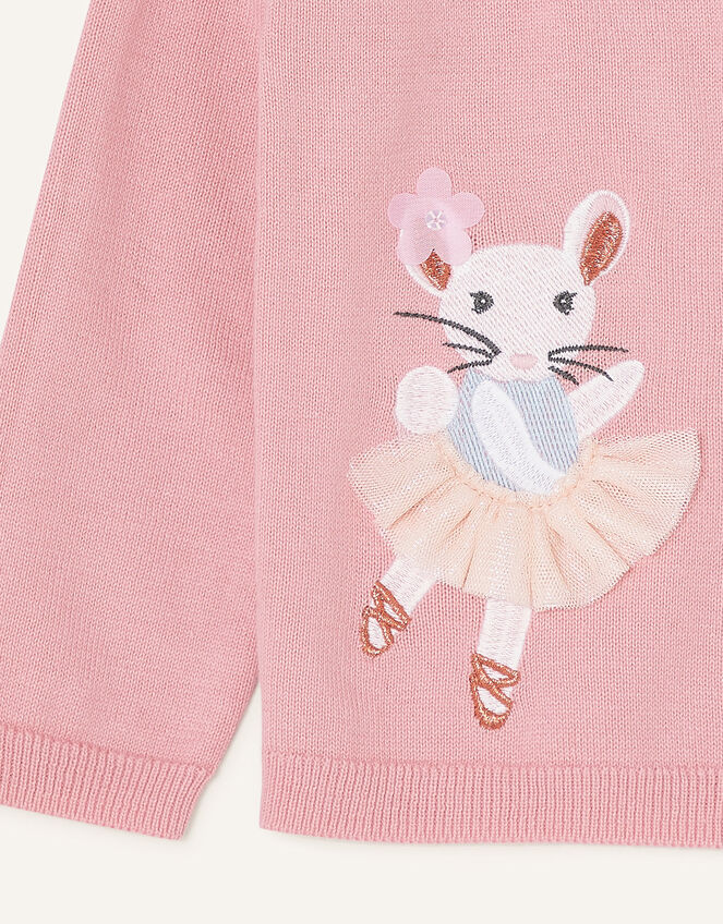 Baby Embroidered Mice Cardigan, Pink (PINK), large
